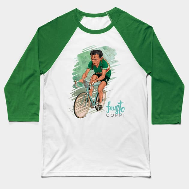 Fausto Coppi Baseball T-Shirt by adiartworks.com